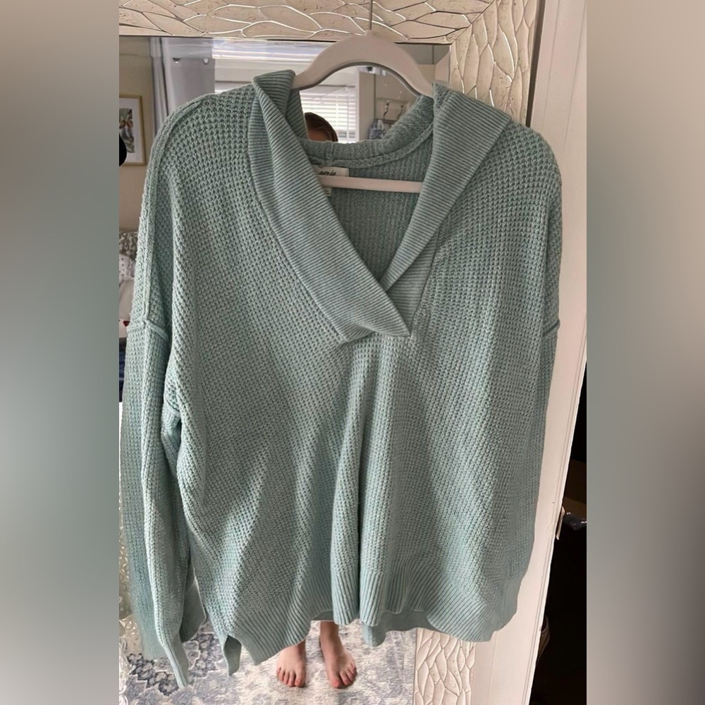 Aerie CozyUp Waffle Sweater Hoodie